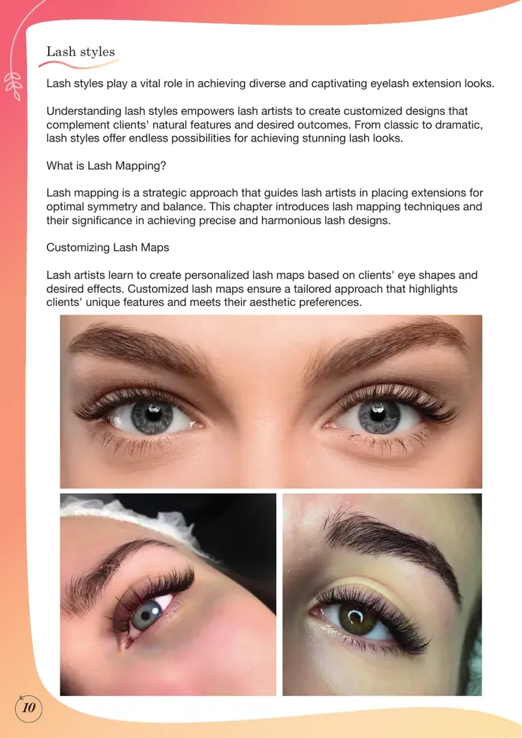A different sample page from Classic Eyelash Extension Manual